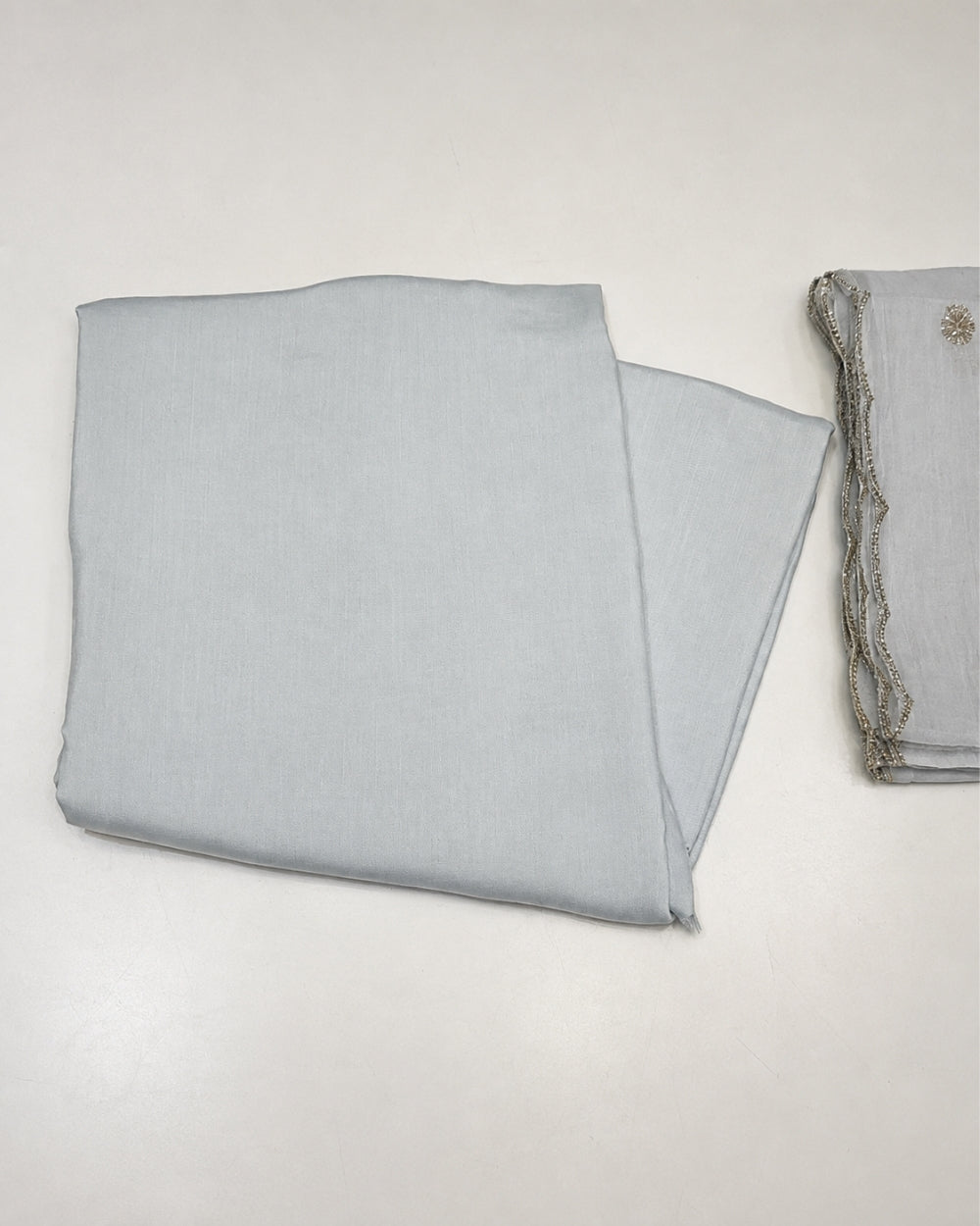 Light Sea Blue Mul Cotton Suit with Bead Work (12625890)