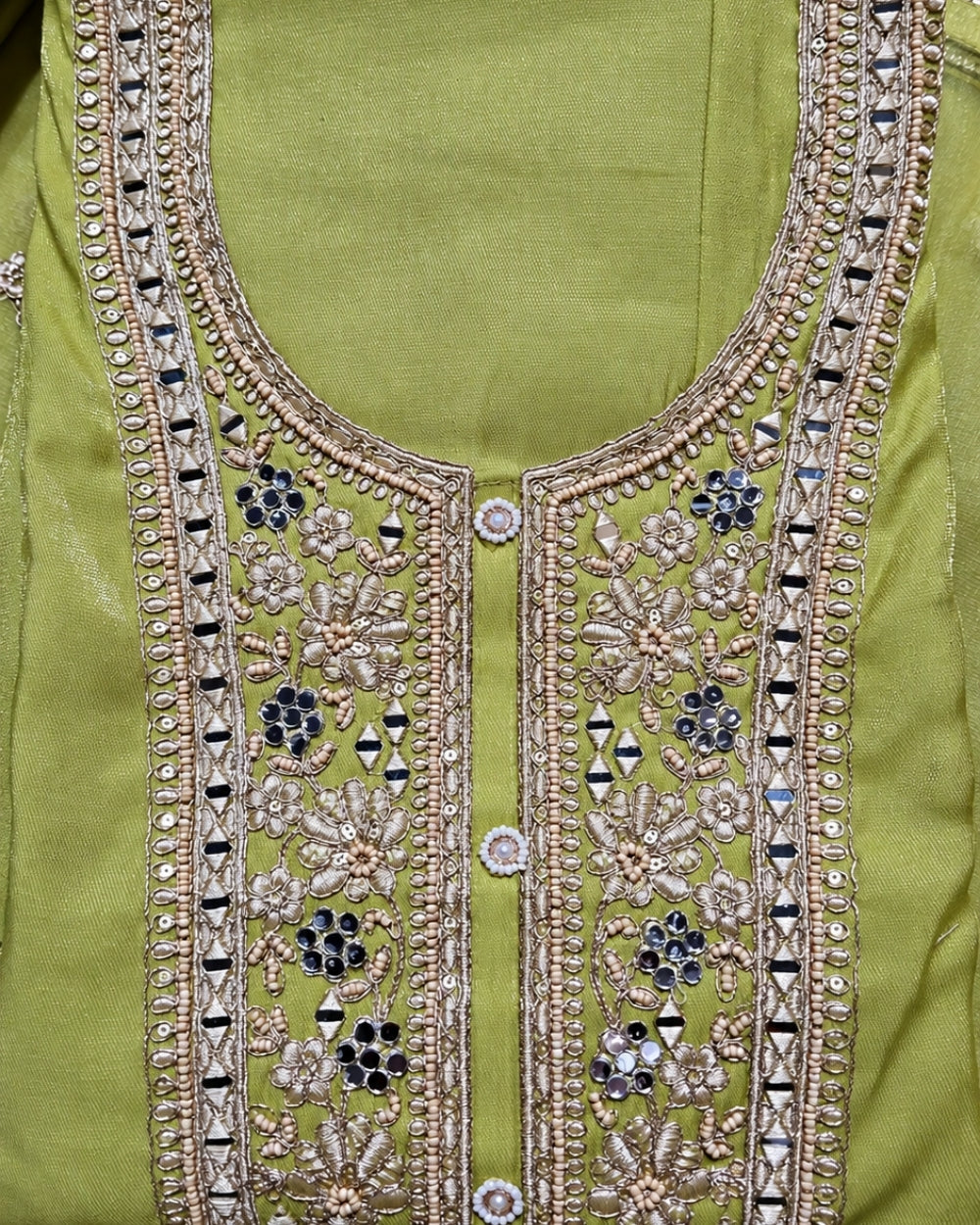 Jam Cotton Suit with Zari Work & Organza Dupatta (12633013)