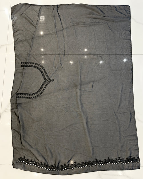 Black Jimmy Choo Saree with Foil Digital Print & Bead Work (12626616)