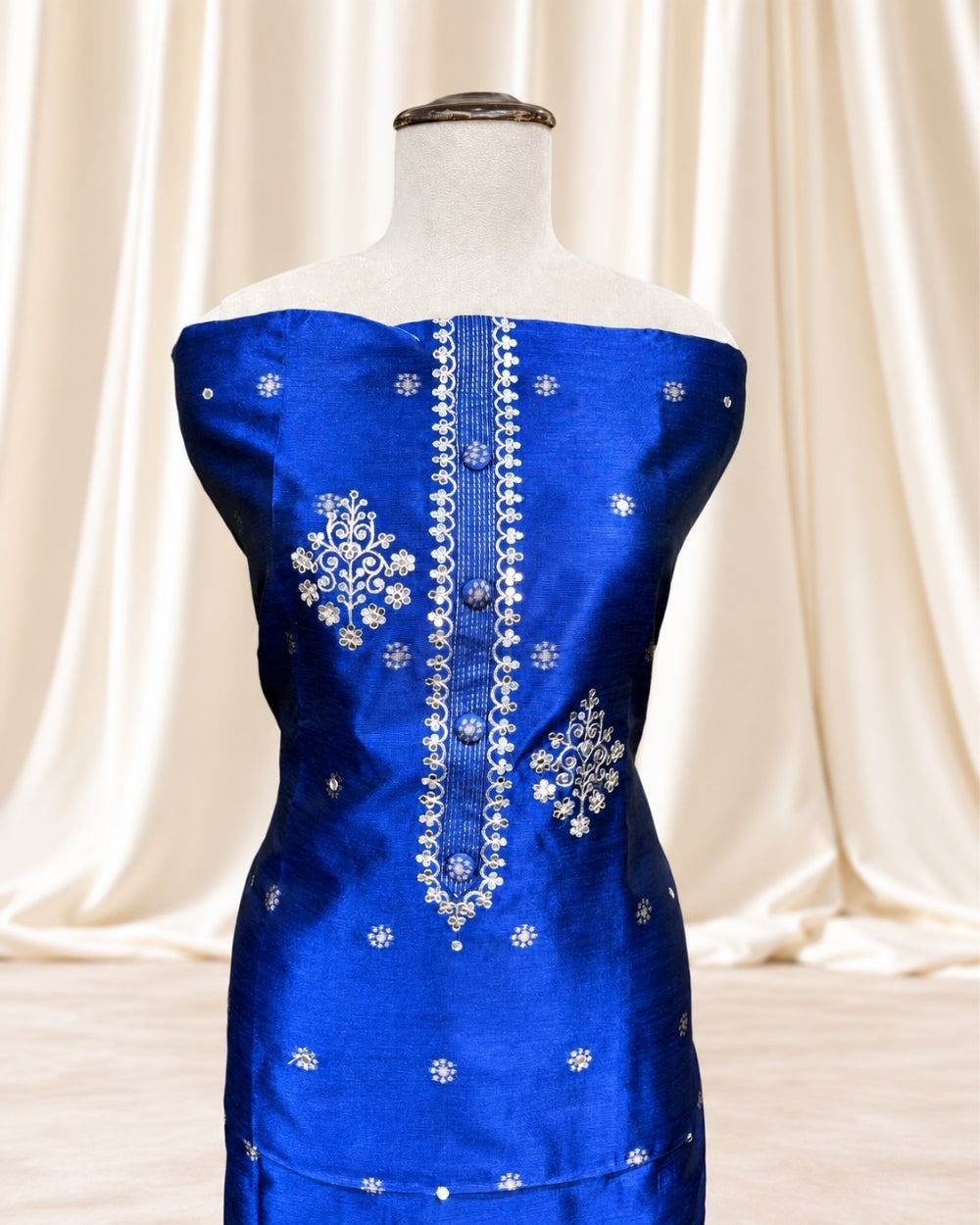 Blue Silk Patola Weaving Dupatta for Women (12640016)