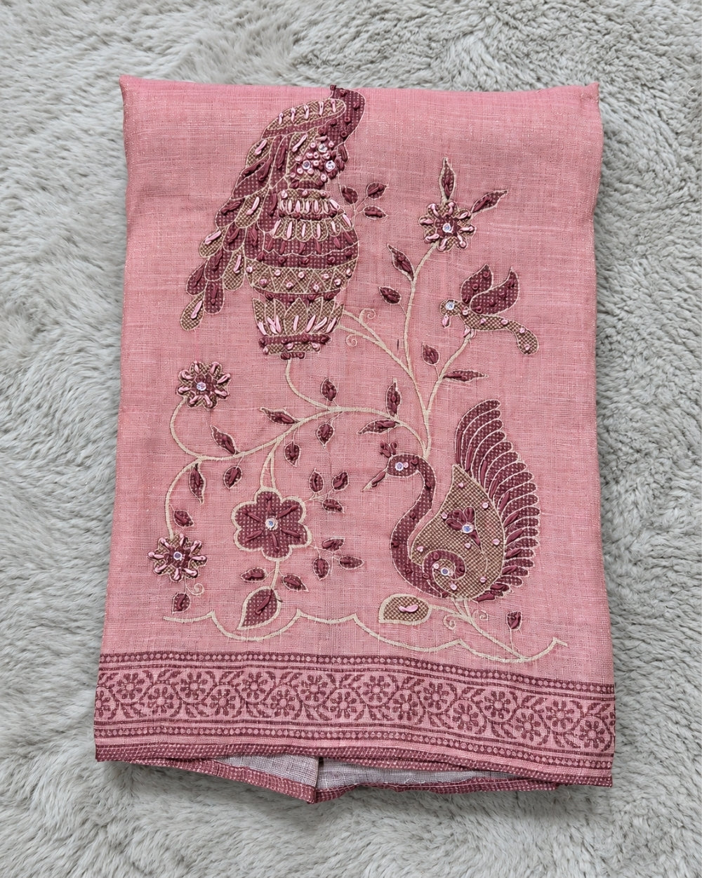 Cotton Tissue Suit with Jamdani Kantha Work (12633069)