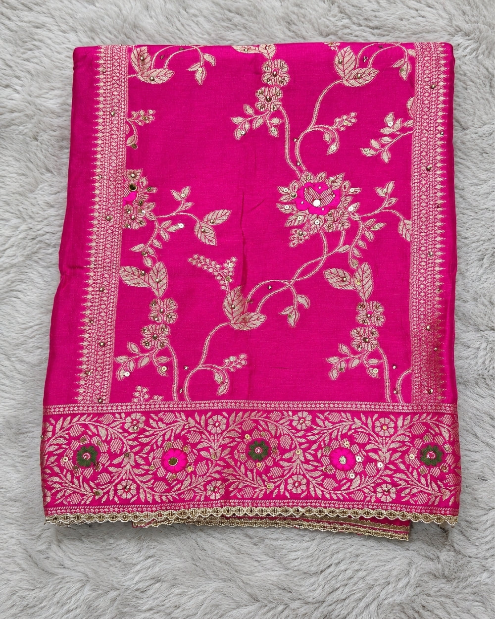 Rani Colour Dola Weaving Suit with Handwork (12633200)