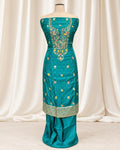 Sea Green Dola Crepe Suit with Neckline Handwork & Dupatta (12632591)