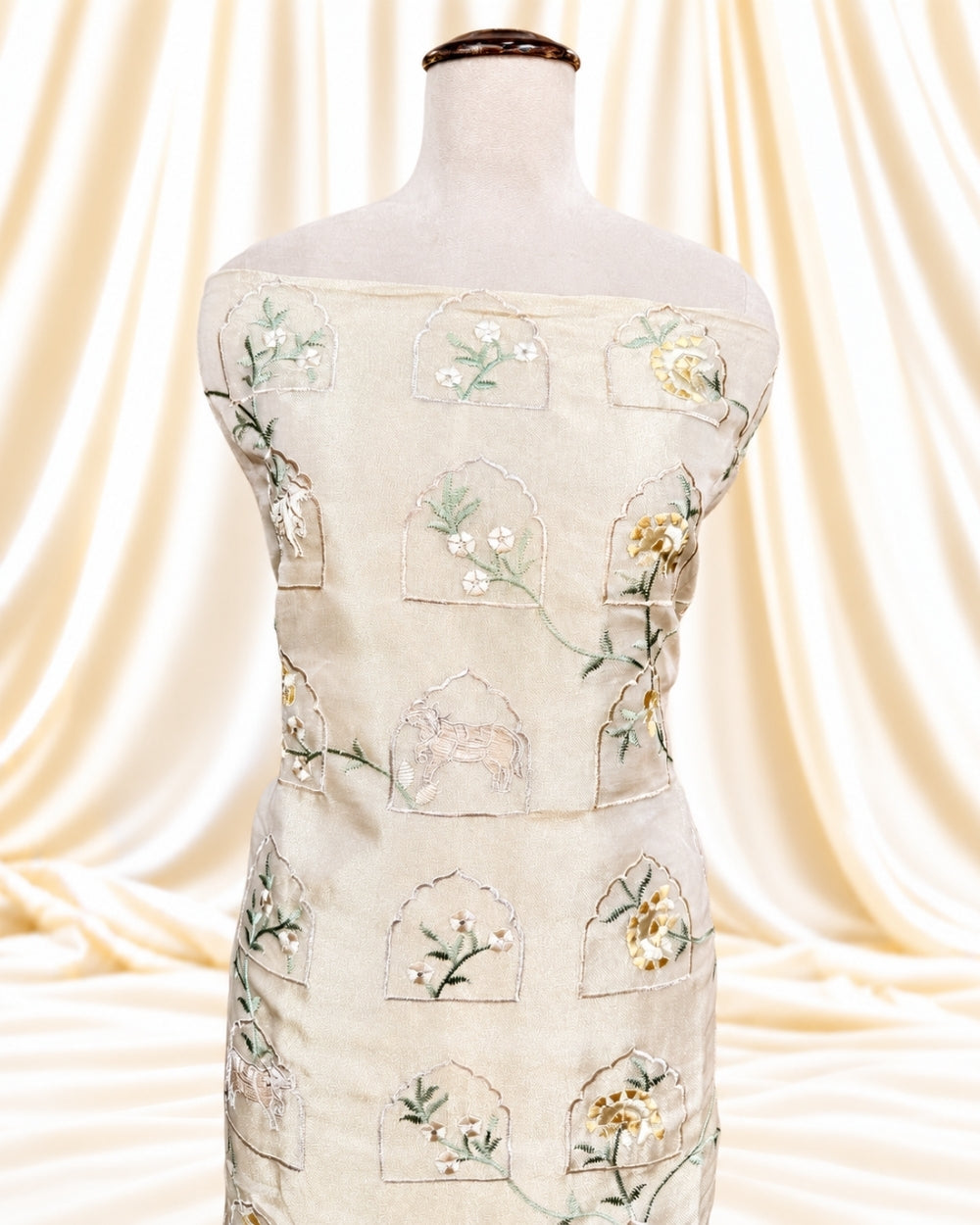 Pista Green Organza Suit with Resham Embroidery (12640063)