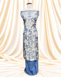 Blue Tissue Georgette Suit with Zari Work Neckline (12639022)