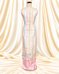 Floral Stripe Organza Suit with Handwork on Daman (12640034)
