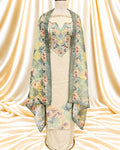 Flower Printed Tissue Georgette Suit with Handwork Neckline (12638990)