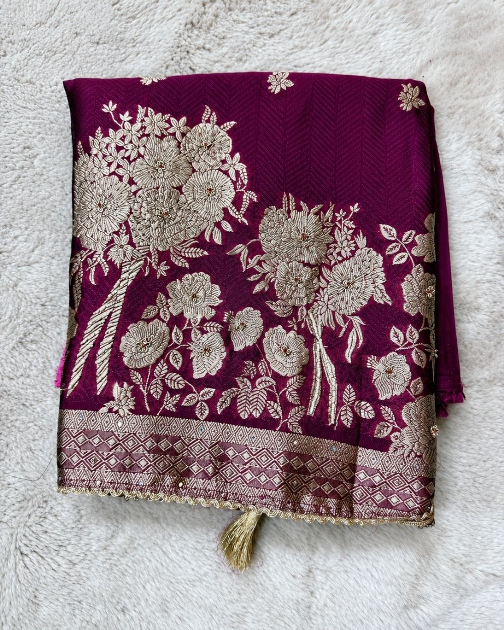 Purple Chanderi Silk Suit with Traditional Zari Weaving (12639996)