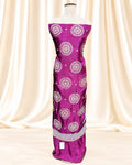 Wine Crepe Satin Suit with Traditional Bandhej Weaving (12639989)