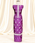 Wine Dola Crepe Suit with Traditional Weaving (12640006)