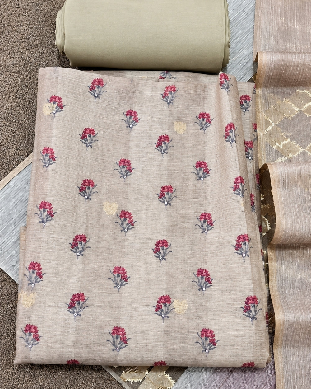 Chanderi Kalamkari Print Suit with Chanderi Dupatta (12625273)