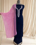 Cotton Suit with Handwork Neckline & Bandhej Dupatta (12625156)