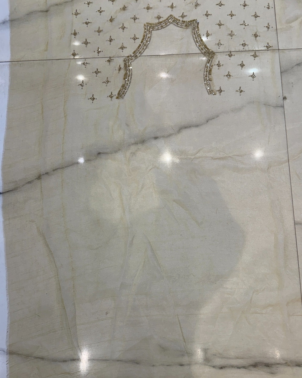 Gold Crush Organza Saree with Swarovski Work (12626537)