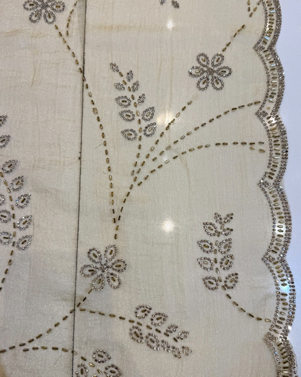 Gold Crush Organza Saree with Swarovski Work (12626537)