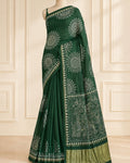 Green Monga Crepe Bandhej Saree with Mirror & Gotta Patti Work (12626021)