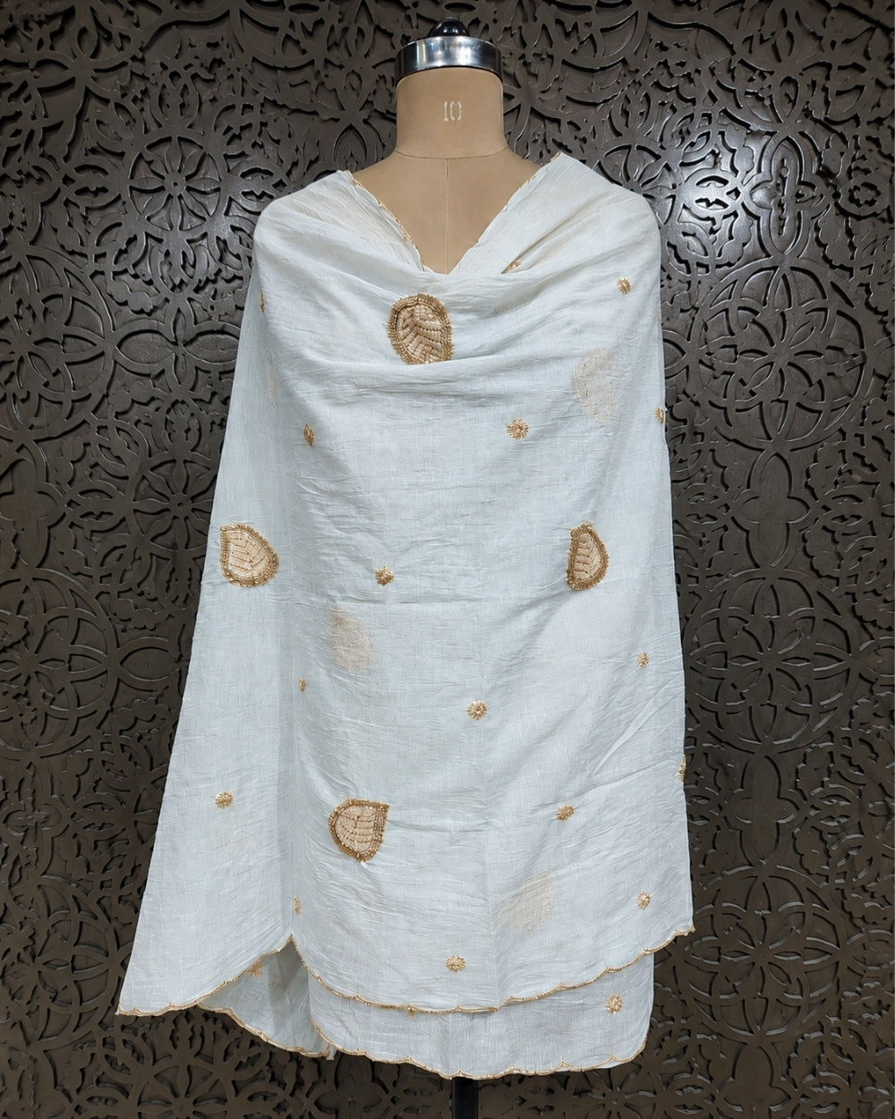 Light Sea Blue Mul Cotton Suit with Bead Work (12625890)