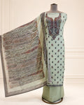 Mul Cotton Suit with French Knot Neck Work (12625484)