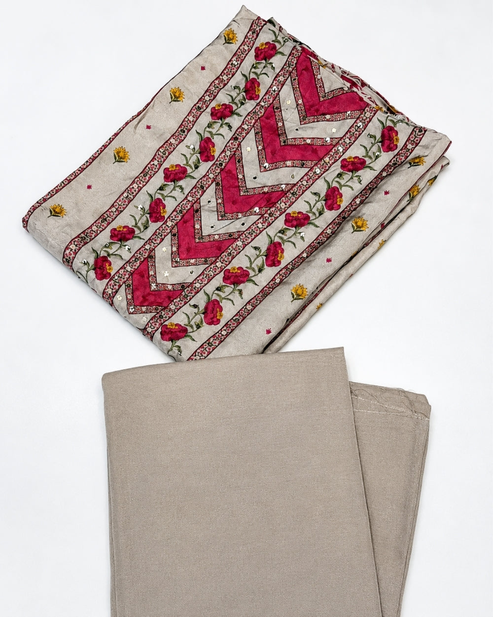 Muslin Printed Suit with French Knot Work & Dupatta (12612574)