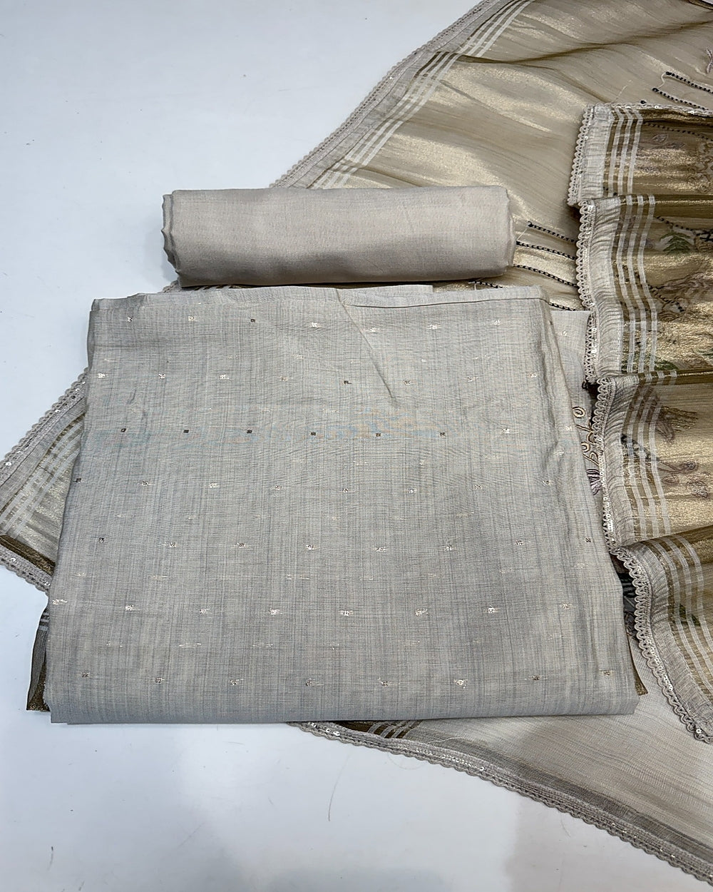 Natural Mul Chanderi Suit with Resham Embroidery (12625943)