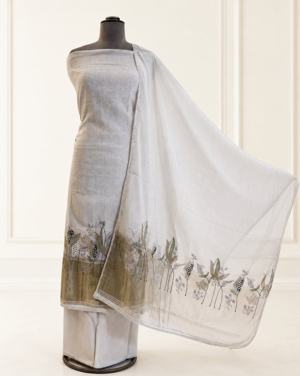 Natural Mul Chanderi Suit with Resham Embroidery (12625943)