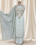 Pista Green Mul Cotton Suit with Resham Embroidery (12625861)