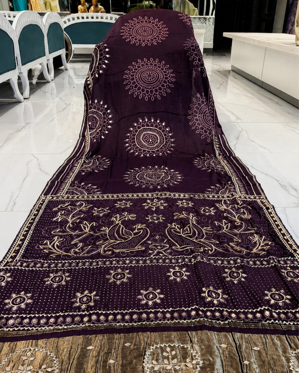Purple Munga Arape Saree with Lumpy & Kaccha Gota Work (12626170)