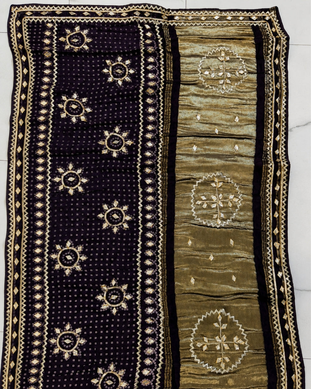 Purple Munga Arape Saree with Lumpy & Kaccha Gota Work (12626170)