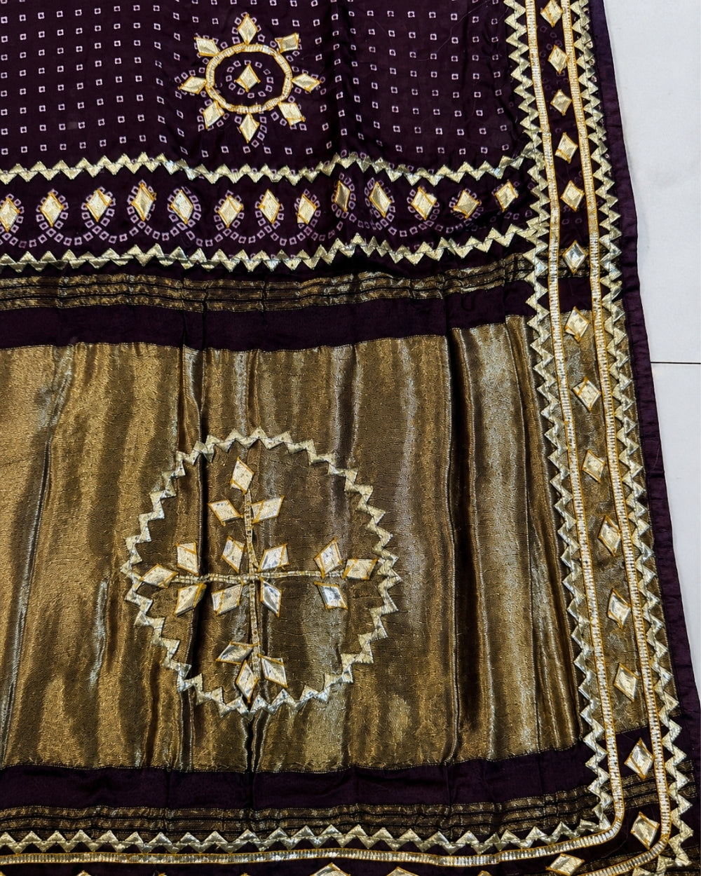 Purple Munga Arape Saree with Lumpy & Kaccha Gota Work (12626170)