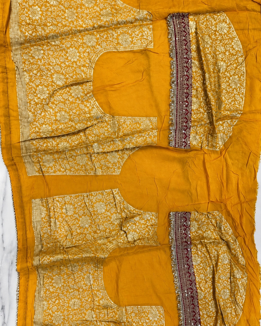 Rani Munga Weaving Bandhej Saree with Zari Border (12627488)